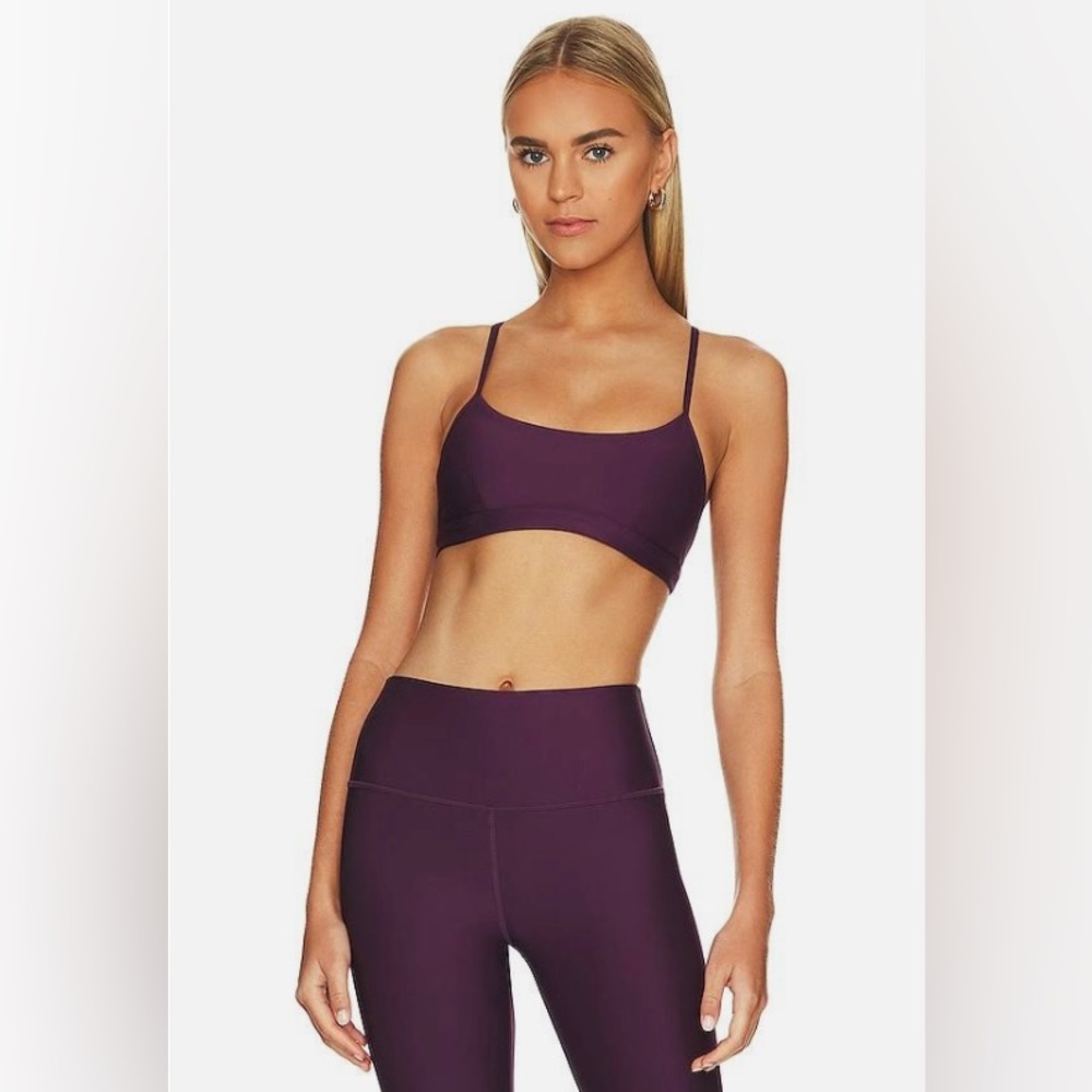 Alo Yoga dark plum bra and leggings